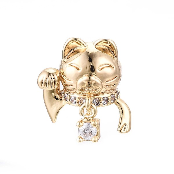 

PandaHall Brass Micro Pave Clear Cubic Zirconia Screw Eye Peg Bails, for Half Drilled Bead, Fortune Cat, Real 18K Gold Plated, 14x13x8mm...