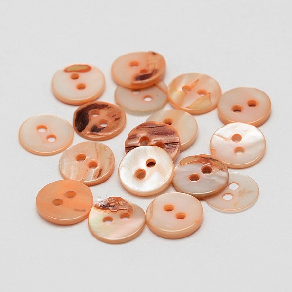 2-Hole Shell Flat Round Buttons