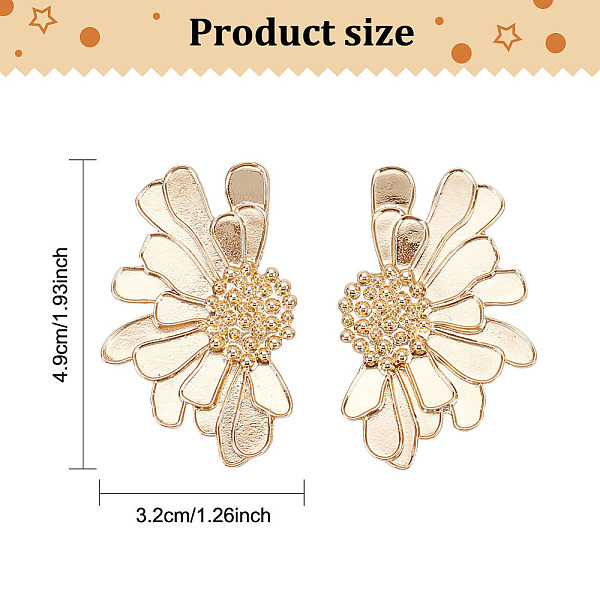 

PandaHall FIBLOOM 2 Sets 2 Color Alloy Flower Asymmetrical Earrings, Stud Earrings for Woman, Light Gold, 49.5x32mm, Pin: 0.6mm, 1 Set/color...