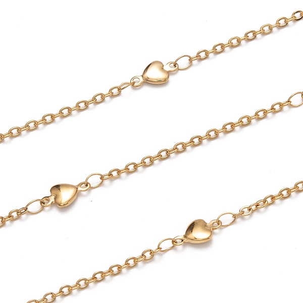 

PandaHall 304 Stainless Steel Heart Link Cable Chains, Soldered, with Spool, Golden, Link: 2.5x2x0.5mm, Heart: 10x5x2mm, about 16.4 Feet...