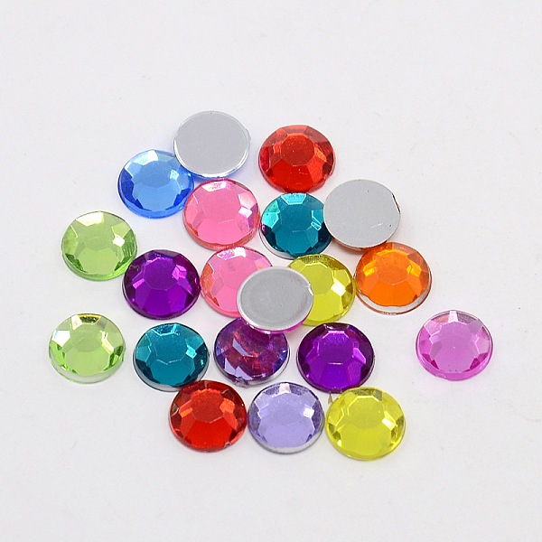 

PandaHall Faceted Half Round/Dome Acrylic Rhinestone Flat Back Cabochons, Mixed Color, 8x2.5mm Acrylic Rhinestone Half Round Multicolor