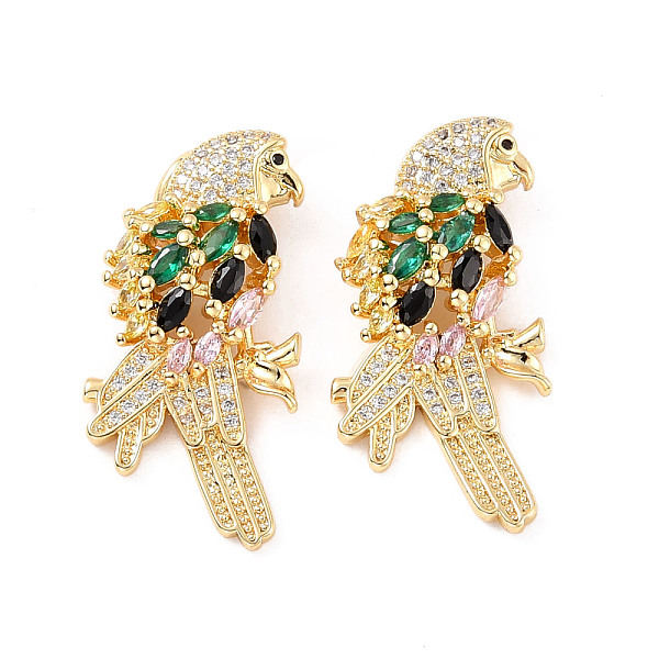 

PandaHall Rack Plating Brass Micro Pave Cubic Zirconia Pendants, Cadmium Free & Lead Free, Real 18K Gold Plated, Bird, Green, 30x15x5mm...