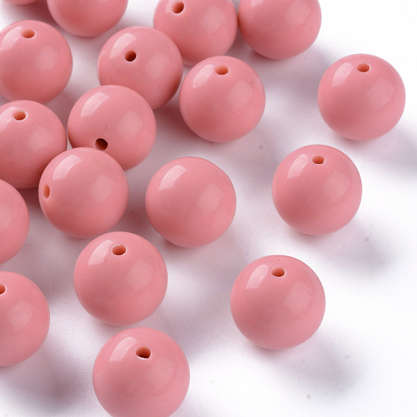 

PandaHall Opaque Acrylic Beads, Round, Salmon, 20x19mm, Hole: 3mm, about 111pcs/500g Acrylic Round Red