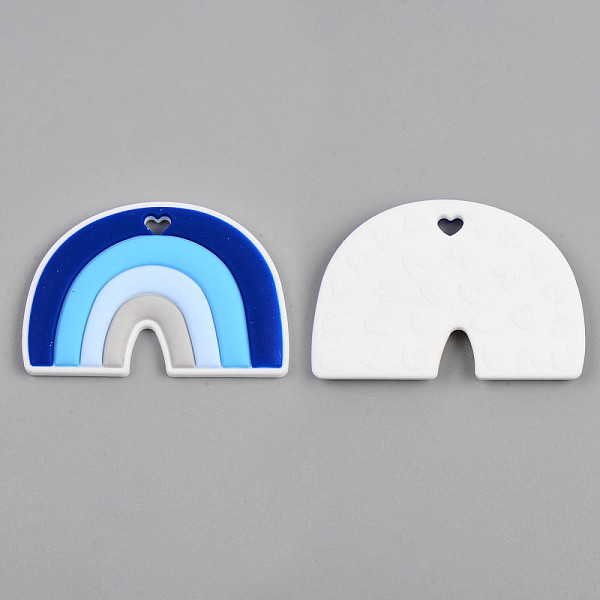 

PandaHall Food Grade Eco-Friendly Silicone Big Pendants, Rainbow, Medium Blue, 62x90x9mm, Hole: 7x9mm Silicone Rainbow
