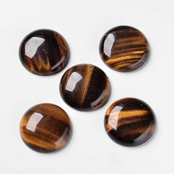 

PandaHall Natural Tiger Eye Cabochons, Flat Back, Half Round/Dome, 28x7~8mm Tiger Eye Half Round