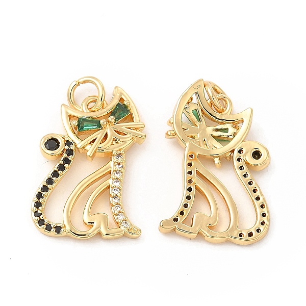 

PandaHall Brass Micro Pave Cubic Zirconia Pendants, with Jump Ring, Cat Charm, Golden, Sea Green, 20.5x14x2.5mm, Hole: 3mm Brass+Cubic...