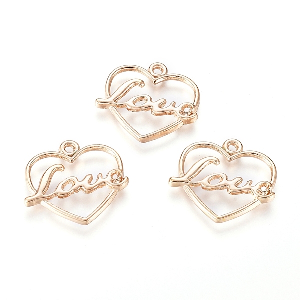 

PandaHall Alloy Pendant, Heart with Word Love, Light Gold, 19x21x2mm, Hole: 1.6mm Alloy Heart