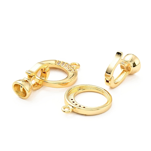 

PandaHall Rack Plating Brass Micro Pave Clear Cubic Zirconia Fold Over Clasps, Cadmium Free & Lead Free, Long-Lasting Plated, Ring, Golden...
