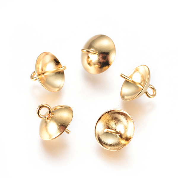

PandaHall 304 Stainless Steel Cup Pearl Peg Bails Pin Pendants, For Half Drilled Beads, Golden, 8.5x8mm, Hole: 1.5mm, Pin: 0.7mm 304...