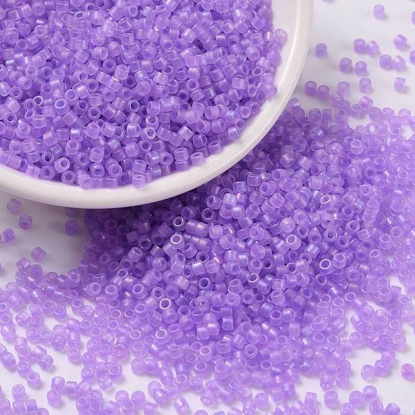 

PandaHall Cylinder Seed Beads, Frosted AB Colors, Round Hole, Uniform Size, Mauve, 2x1.5mm, Hole: 0.8mm, about 40000pcs/bag, about 450g/bag..., Purple