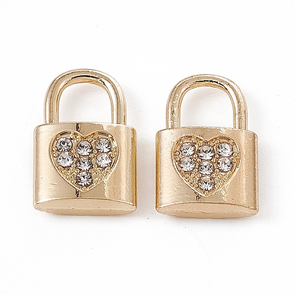 

PandaHall Alloy Crystal Rhinestone Pendants, Lock with Heart Charm, Golden, 15x9.5x3.5mm, Hole: 5x5mm Alloy+Rhinestone Lock Clear