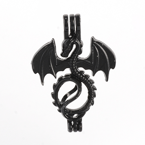 

PandaHall Electrophoresis Alloy Locket Pendants, Cage Pendants, Dragon, Black, 32x23x10.5mm, Hole: 2.5mm, Inner Measure: 8mm Alloy Dragon...
