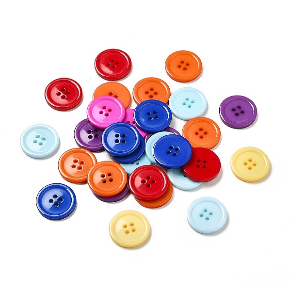 

PandaHall Resin Buttons, Dyed, Flat Round, Mixed Color, 25x3mm, Hole: 2mm, 98pcs/bag Resin Flat Round Multicolor