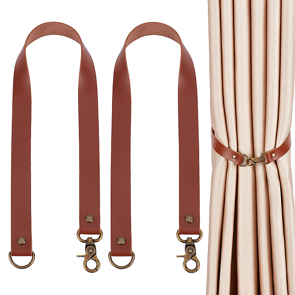

PandaHall GORGECRAFT 2 Pack Leather Curtain Tiebacks European Style Custom Made Curtain Holders Decorative Draperies Holdbacks Curtain Rod...