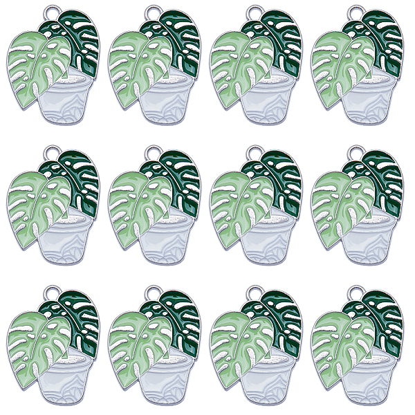 

PandaHall SUNNYCLUE 1 Box 20Pcs Enamel Leaf Charms Leaves Charms Bulk Mini Green Charms Metal Alloy Spring Summer Green Plants Charm for...