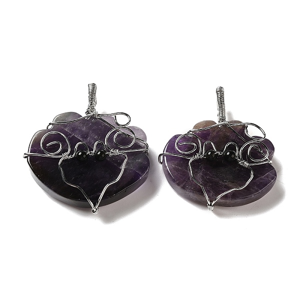 

PandaHall Natural Amethyst Copper Wire Wrapped Pendants, Cloud Charms, Rack Plating, Platinum, 47~49x44.5~46x13~13.5mm, Hole: 6~7.5x4.5~5mm...