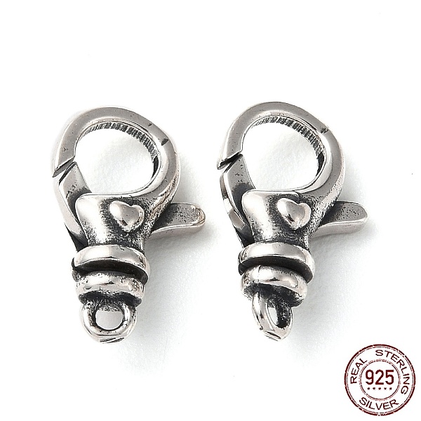 

PandaHall 925 Thailand Sterling Silver Lobster Claw Clasps, Antique Silver, 15x9.5x5mm, Hole: 1.5mm Sterling Silver Others