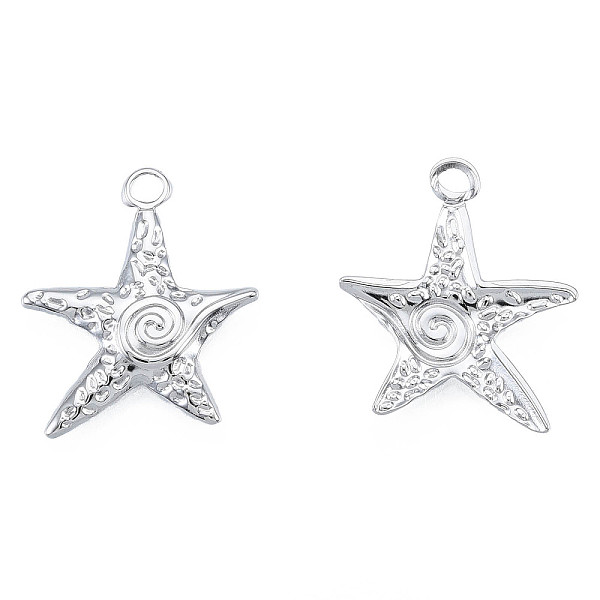 

PandaHall 201 Stainless Steel Pendants, Starfish, Stainless Steel Color, 23x20x2.5mm, Hole: 2mm 201 Stainless Steel Starfish