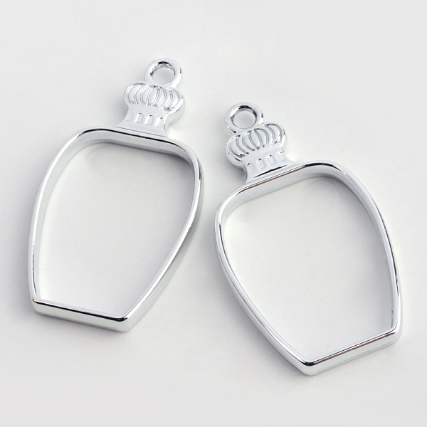 

PandaHall Rack Plating Alloy Bottle Open Back Bezel Pendants, For DIY UV Resin, Epoxy Resin, Pressed Flower Jewelry, Hollow, Cadmium Free &..., Silver
