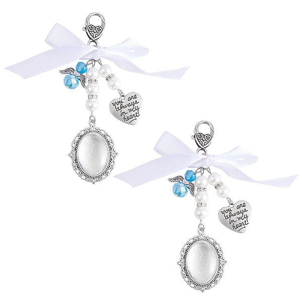 

PandaHall Tibetan Style Alloy Lacy Oval Memorial Picture Frame Decoration, Word You Are Always in My Heart Wedding Bouquet Photo Charms...