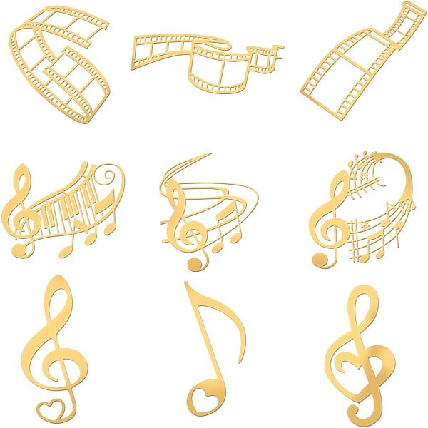 

PandaHall OLYCRAFT 9Pcs Golden Brass Sticker Music Note Metal Sticker Movie Scenes Decorate Stickers Self Adhesive Golden Stickers for...