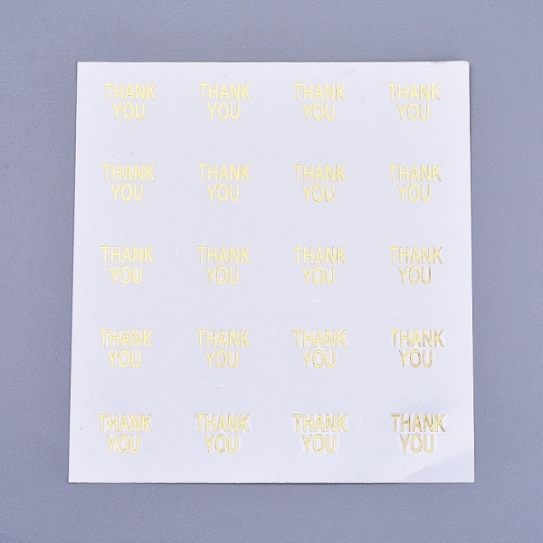 

PandaHall Thank You Stickers, Thanksgiving Sealing Stickers, Label Paster Picture Stickers, for Gift Packaging, Heart with Word Thank You..., Clear