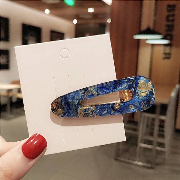 

PandaHall Cellulose Acetate Alligator Hair Clips, Hollow Out Hair Accessories for Girls Women, Teardrop, Dark Blue, 70mm Cellulose Acetate