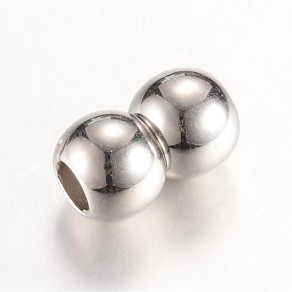 

PandaHall Acrylic Magnetic Clasps with Glue-in Ends, Double Round, Platinum, 18x11mm, Half Hole: 5mm Plastic Round
