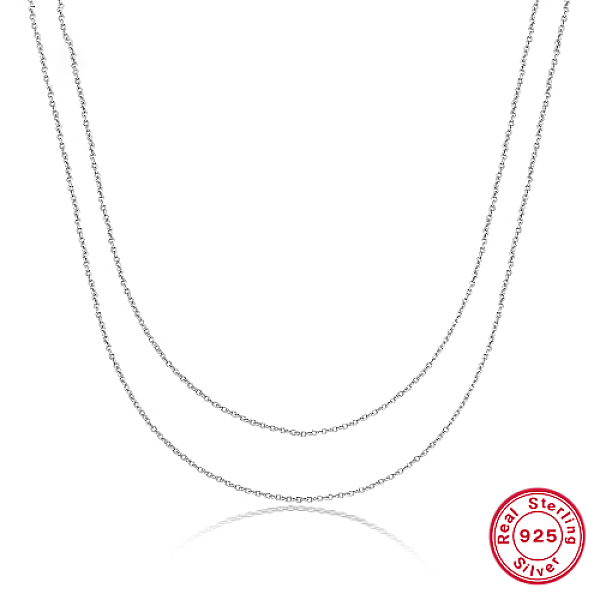 

PandaHall 925 Sterling Silver Double Layer Necklaces, Cable Chains Necklaces, Silver, 19.69 inch(50cm) Sterling Silver