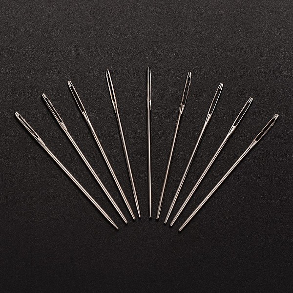 

PandaHall Carbon Steel Sewing Needles, Platinum, 48x1.3mm, Hole: 0.8mm, about 25pcs/bag Carbon Steel