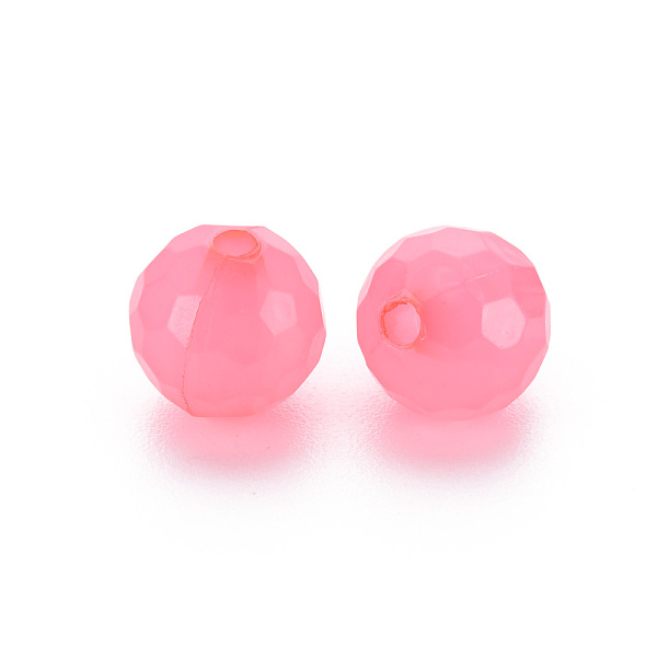 

PandaHall Transparent Acrylic Beads, Dyed, Faceted, Round, Hot Pink, 8x7.5mm, Hole: 1.6mm, about 1810pcs/500g Acrylic Round