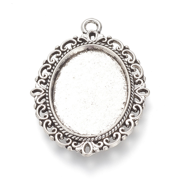 

PandaHall Tibetan Style Alloy Pendant Cabochon Settings, Oval, Cadmium Free & Nickel Free & Lead Free, Antique Silver, Tray: 25x18mm...