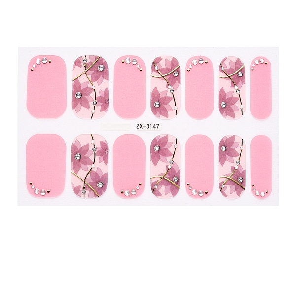 

PandaHall Full Cover Nail Stickers, 3D Nail Decals, Self-Adhesive, with Glass & Rhinestone & Plastic, for Nail Tips Decorations, Pink...