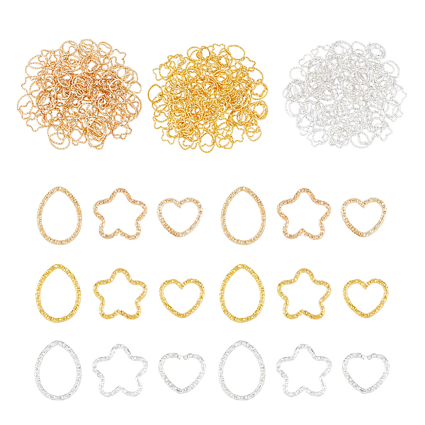 

PandaHall SUPERFINDINGS 9 Bags 9 Style Iron Open Linking Rings, Teardrop/Star/Heart, Mixed Color, 12~18x14~16.5x1.5mm, Inner Diameter...