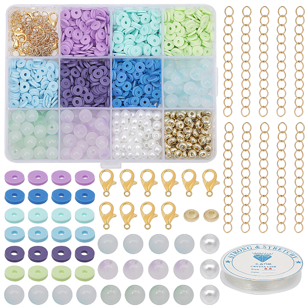 

PandaHall CHGCRAFT DIY Heishi Surfer Bracelet Making Kit, Including Glass Pearl & Polymer Clay Disc Beads, Alloy Clasps, Iron Chain Extender..., Multicolor