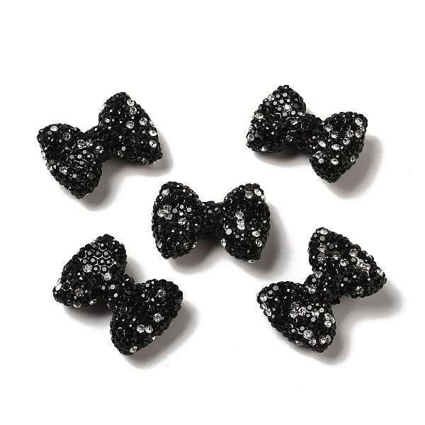 

PandaHall Polymer Clay Rhinestone Beads, Bowknot, Black, 21.5~22mmx30mmx9.5~10.5mm, Hole: 1.8mm Polymer Clay+Glass Rhinestone Bowknot Black