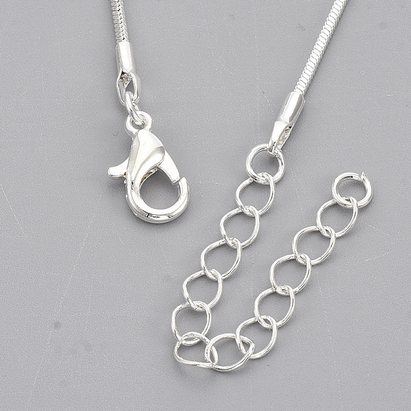 

PandaHall Brass Square Snake Chain Necklace Making, with Lobster Claw Clasps, Silver Color Plated, 24.4 inch(62.2cm), 1mm Brass