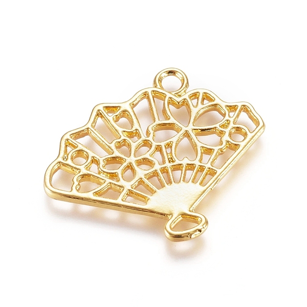 

PandaHall Zinc Alloy Open Back Bezel Pendants, For DIY UV Resin, Epoxy Resin, Pressed Flower Jewelry, Fan, Golden, 27.5x30x1.5mm, Hole...
