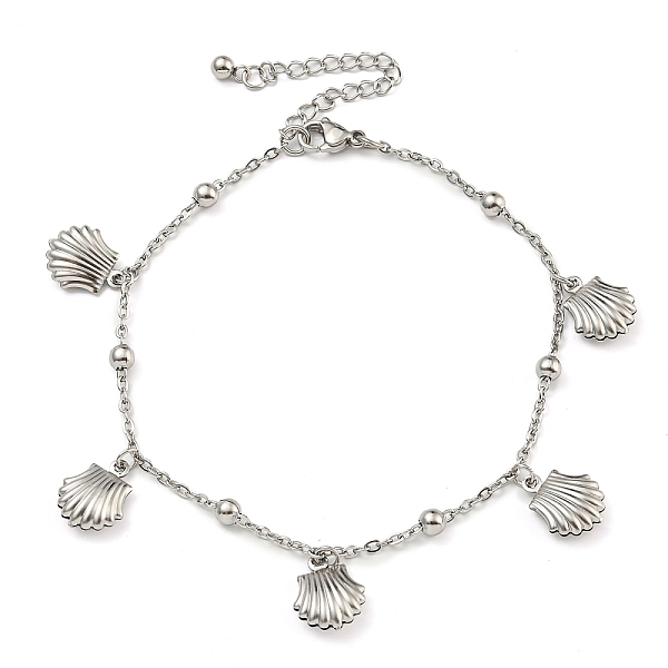 Tarnish Resistant Summer Beach 304 Stainless Steel Cable Chains Shell Shaped Charm Bracelets