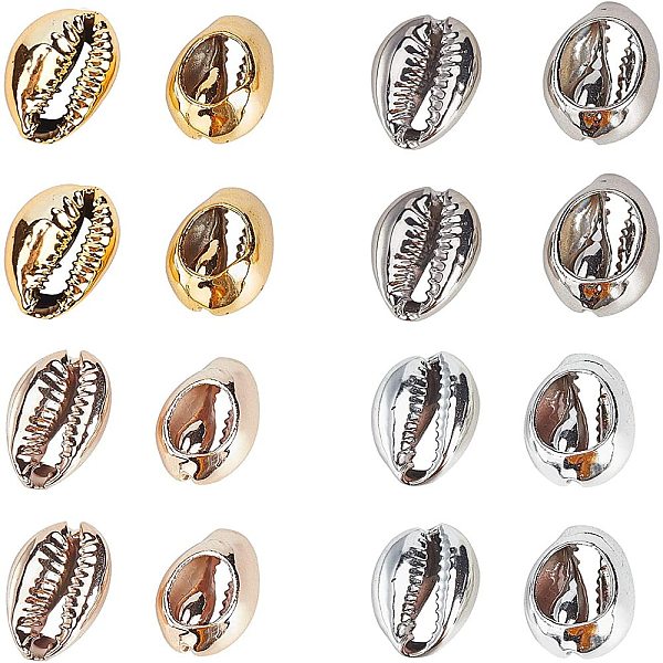 PandaHall AHANDMAKER Electroplated Cowrie Shells, 40 Pcs 4 Colors Electroplate Cowrie Seashells Spiral Shell Beads for Hawaii Anklet...