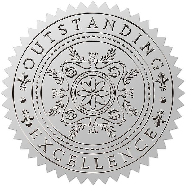 

PandaHall CRASPIRE 408pcs 2 Inch Vintage Pattern Silver Foil Stickers Outstanding Excellence Embossed Envelope Seals Stickers Round Self...