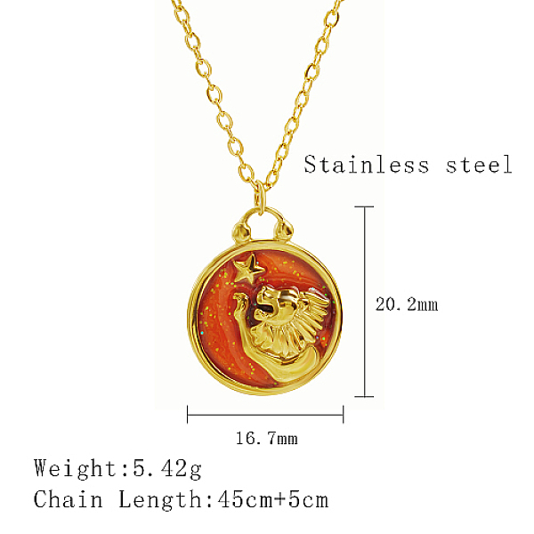 

PandaHall Stainless Steel Enamel Constellation Pendant Necklaces, Real 18K Gold Plated, Leo, 17.72 inch(45cm), Pendant: 20.2x16.7mm...