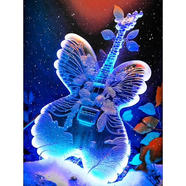 PandaHall Fancy Butterfly Guitar Patttern DIY Diamond Painting Kits for Music Lover, Including Resin Rhinestone Bag, Diamond Sticky Pen...