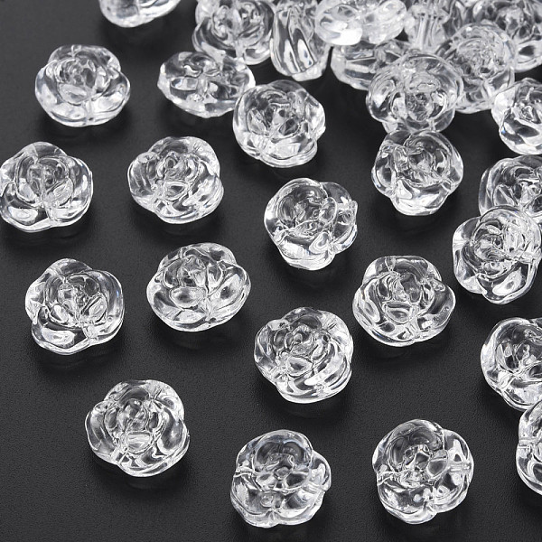

PandaHall Transparent Baking Painted Glass Beads, Rose, Clear, 12.5x14x9mm, Hole: 1.2mm Glass Flower Clear