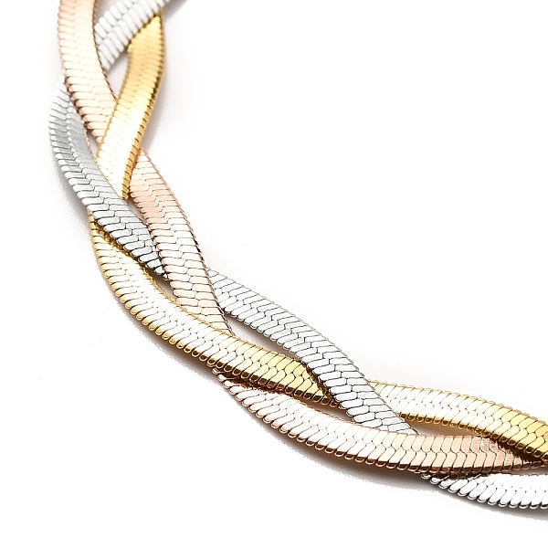 

PandaHall 304 Stainless Steel Interlocking Triple Herringbone Chain Necklace for Men Women, Mixed Color, 14.57 inch(37cm) 304 Stainless...