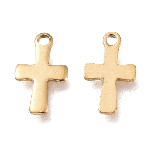 

PandaHall Ion Plating(IP) 304 Stainless Steel Tiny Cross Charms, Golden, 12x7x1mm, Hole: 1.2mm 304 Stainless Steel Cross