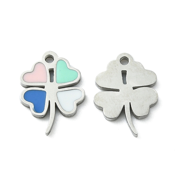 

PandaHall 304 Stainless Steel Manual Polishing Charms, with Enamel, Clover Charm, Stainless Steel Color, 12x9x1mm, Hole: 1.2mm Stainless...