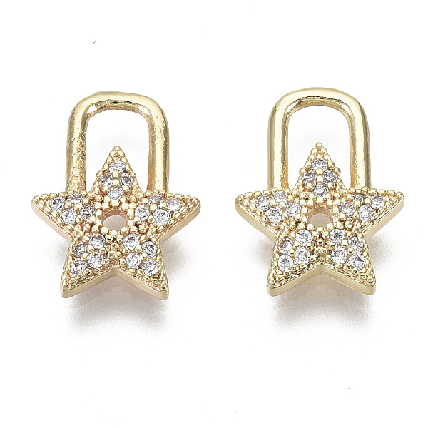 

PandaHall Brass Micro Pave Clear Cubic Zirconia Pendants, Nickel Free, Star, Clear, Real 18K Gold Plated, 15x11x2mm, Hole: 4x3mm Brass+Cubic...