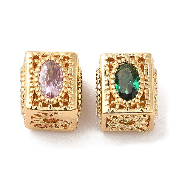 

PandaHall Brass Beads, with Glass, Cuboid, Real 18K Gold Plated, 8x7.5x7.5mm, Hole: 1.5mm Brass+Glass Cuboid