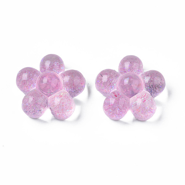 

PandaHall Translucent Acrylic Cabochons, with Glitter Powder, Flower, Plum, 24x25x12.5mm Acrylic Flower Purple